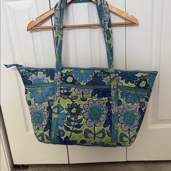 Vera Bradley Handbags - Vera Bradley Vibrant Blue and Green Quilted Tote Bag